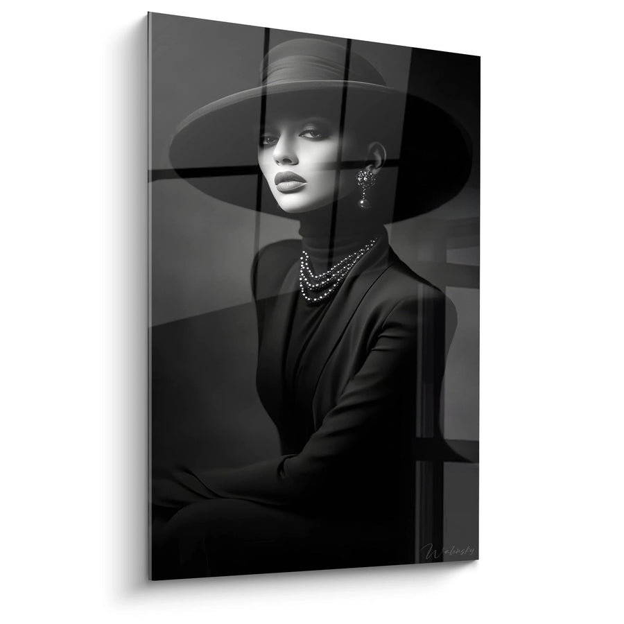 Tableau femme élégante - Sophistication hollywoodienne - édition mode noir et blanc