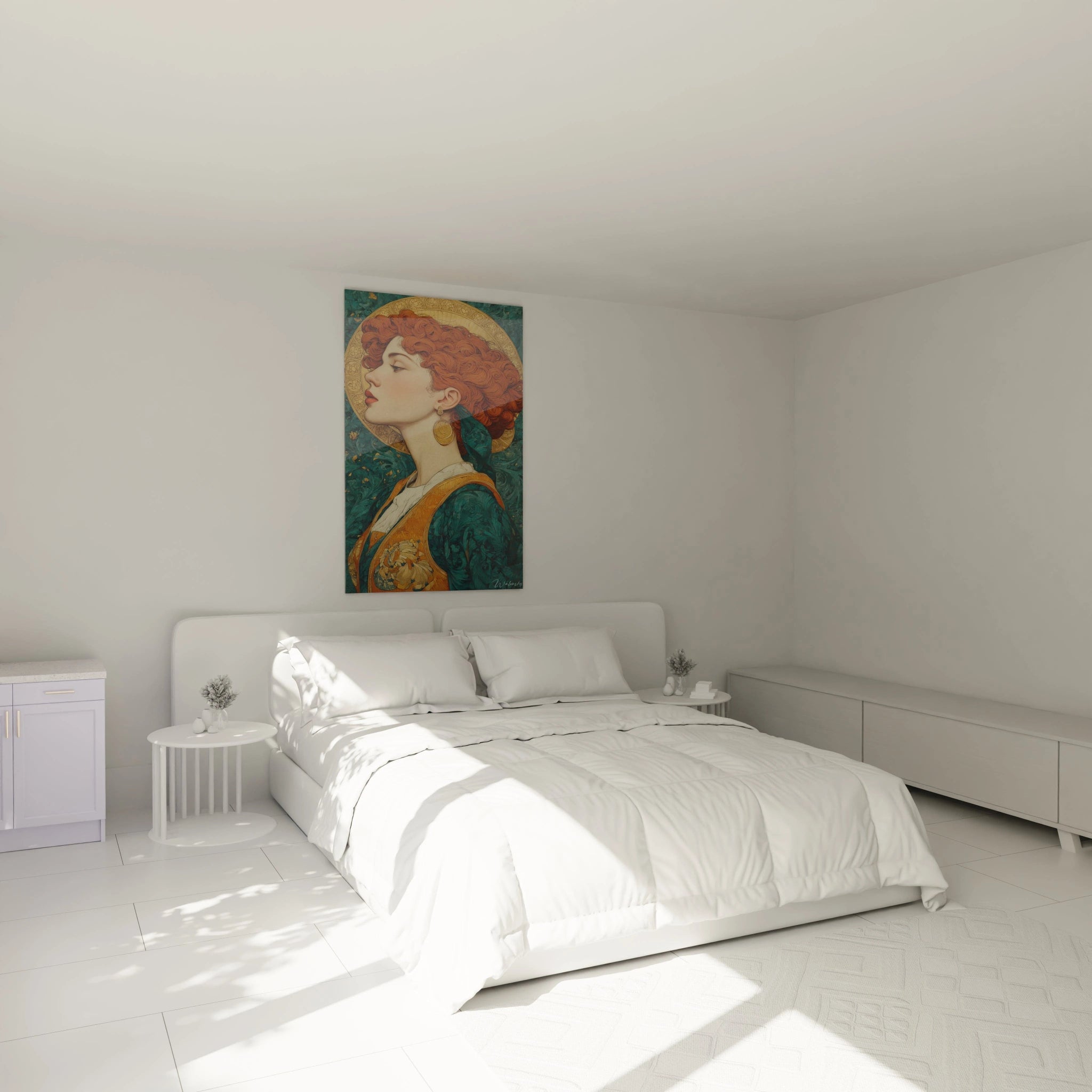 Tableau art nouveau femme Walensky portrait de femme rousse en profil pour decoration murale de chambre