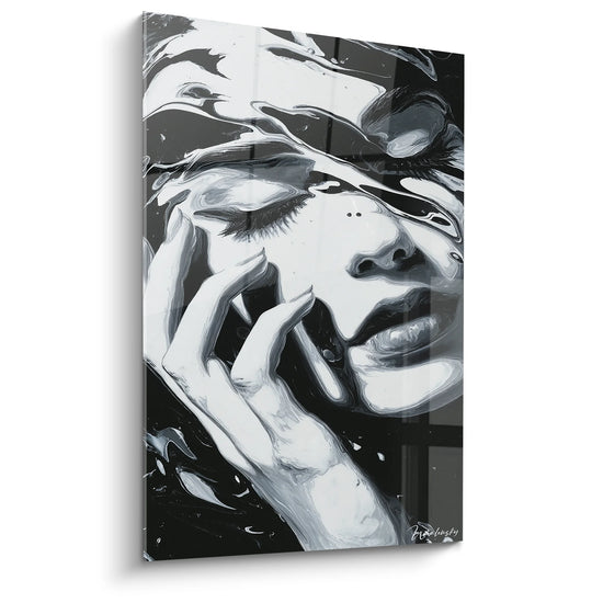 Tableau Femme Émotionnelle - Introspection - Edition visage noir et blanc