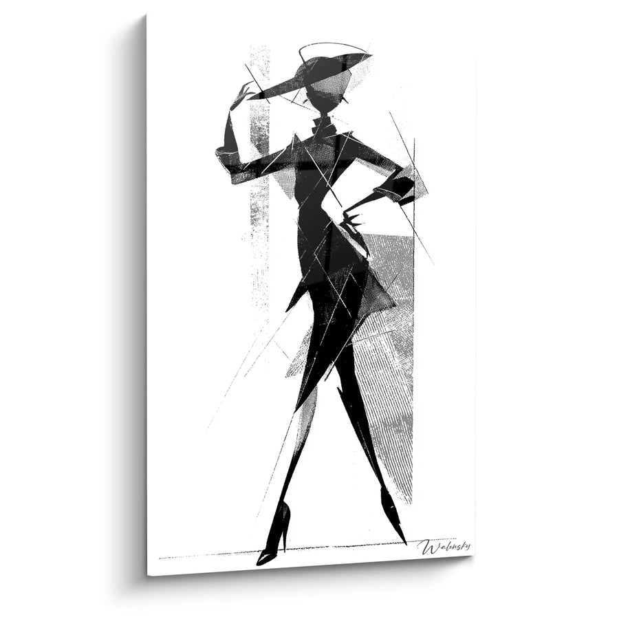 Tableau Femme Géométrique - Silhouette Abstraite - Edition personnages noir et blanc