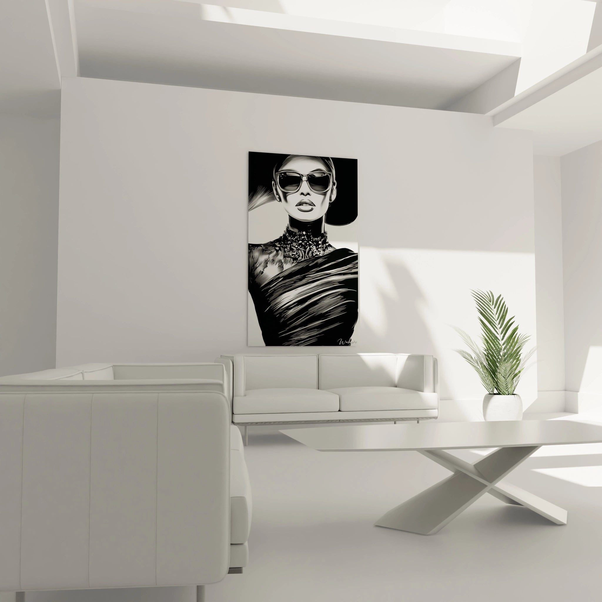 Tableau mural femme noir et blanc de Walensky, ajout artistique élégant pour la décoration intérieure