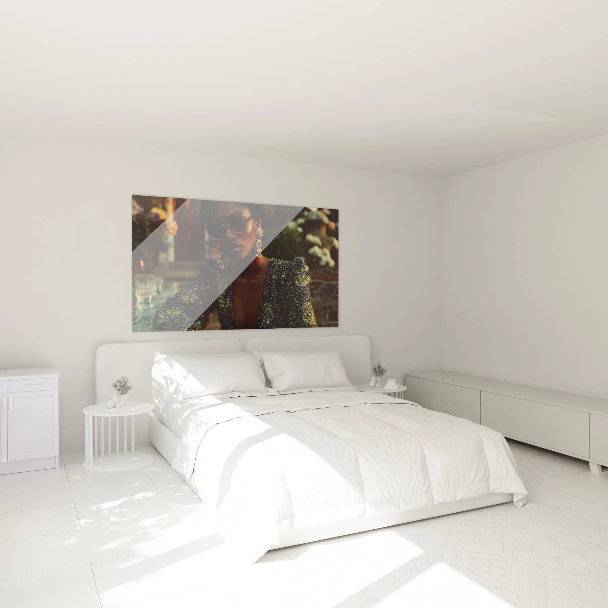 Tableau femme luxe de Walensky, décor mural élégant pour une chambre moderne et lumineuse