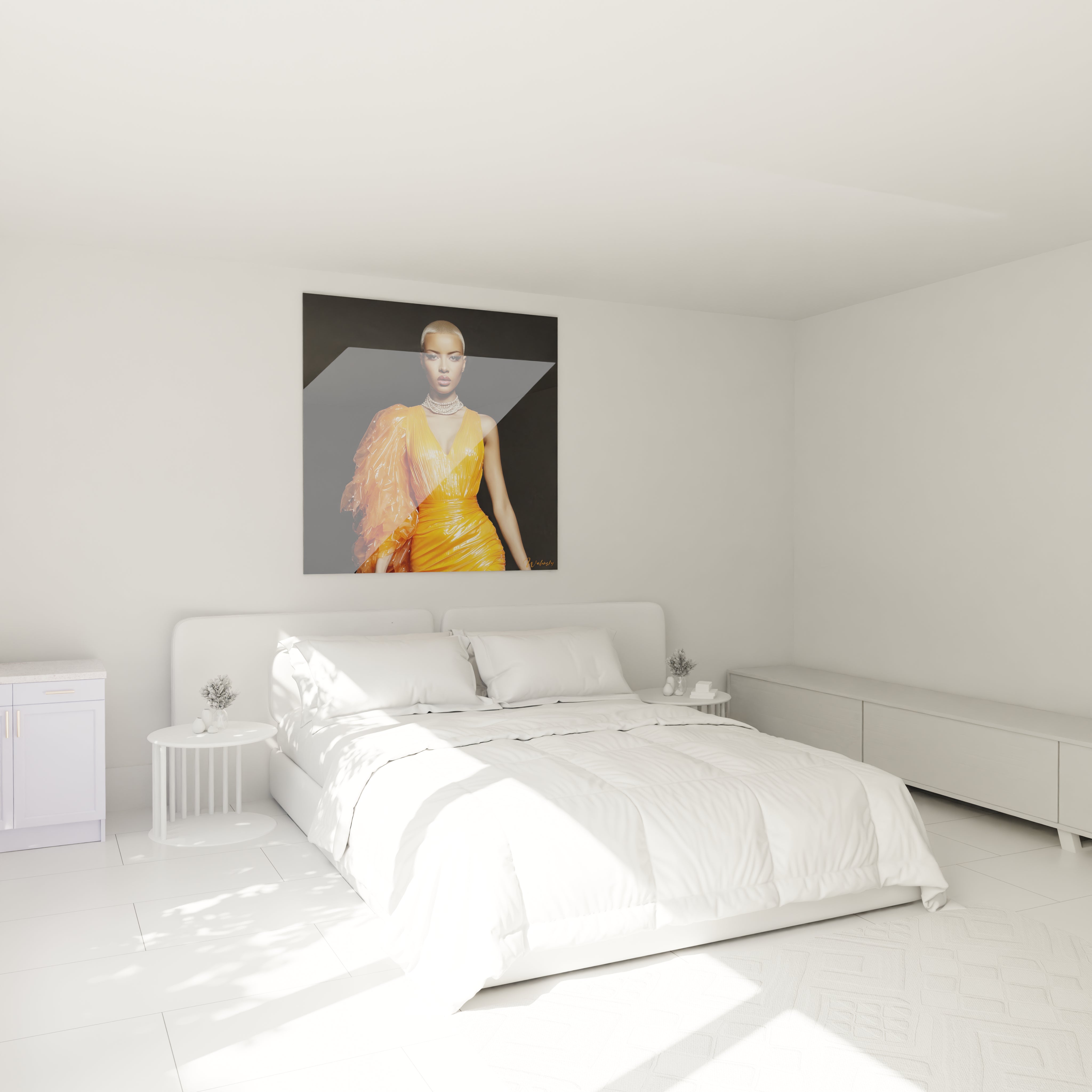 Tableau femme mode glamour de Walensky, apportant une touche élégante à votre chambre moderne