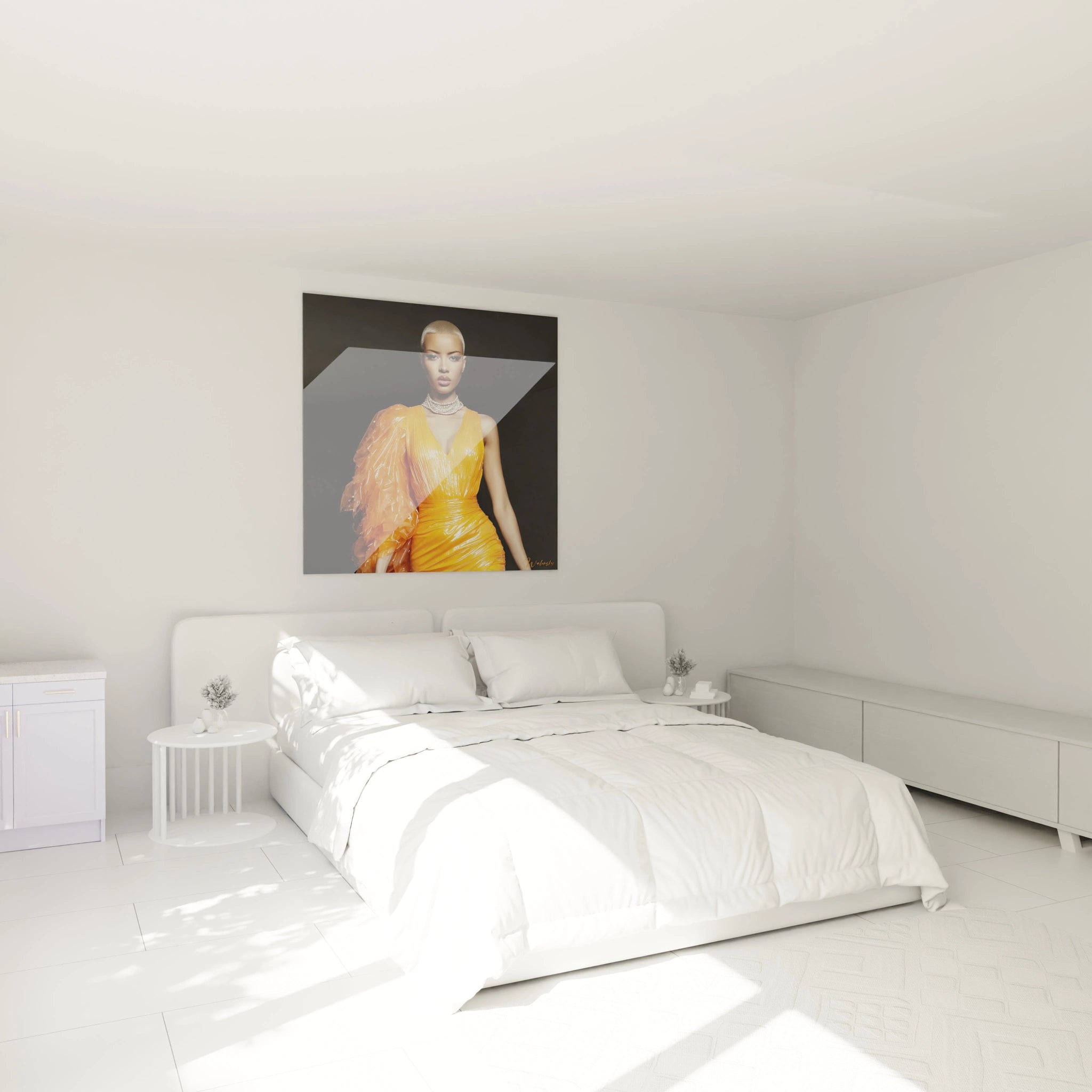 Tableau femme mode glamour de Walensky, apportant une touche élégante à votre chambre moderne