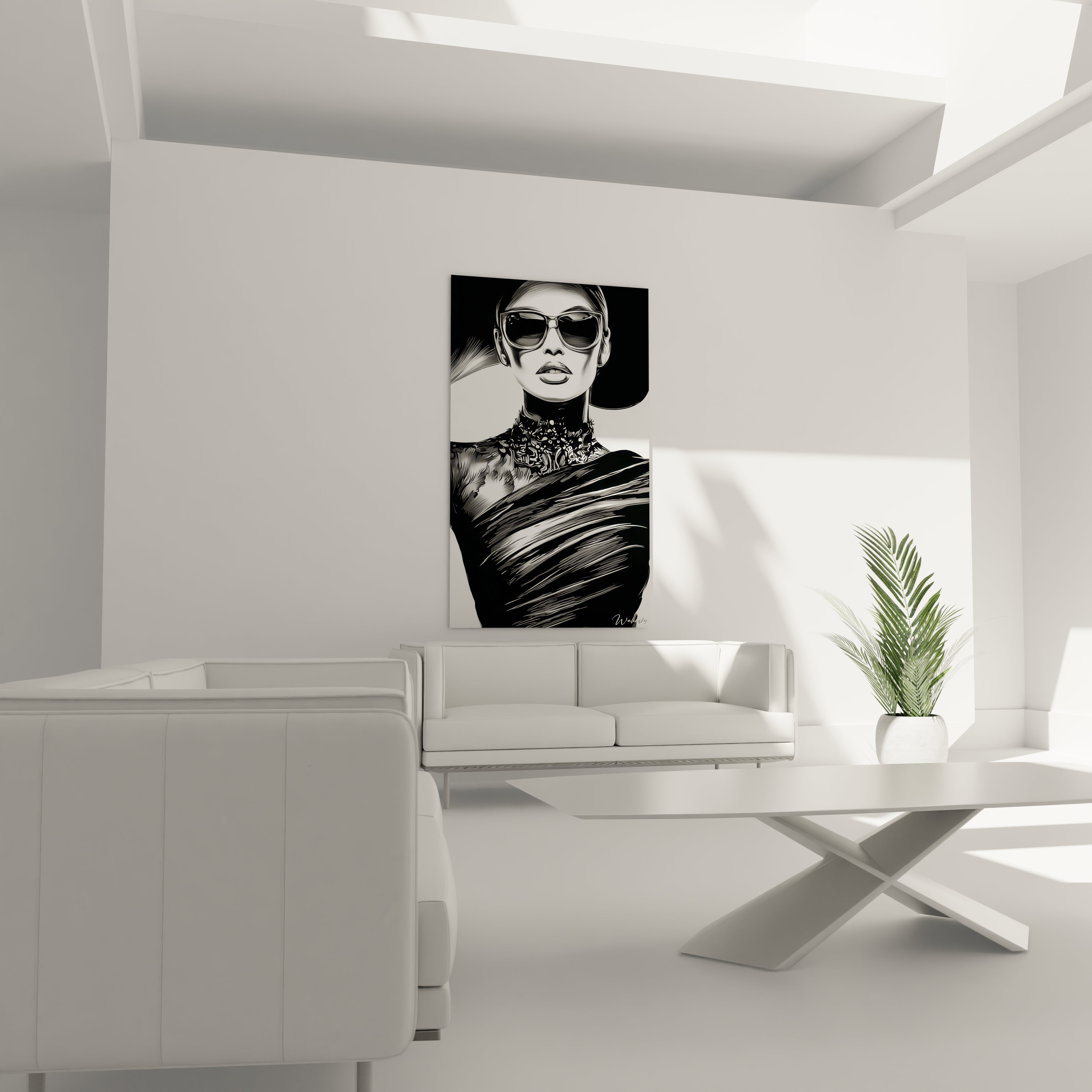 Tableau mural femme noir et blanc de Walensky, ajout artistique élégant pour la décoration intérieure