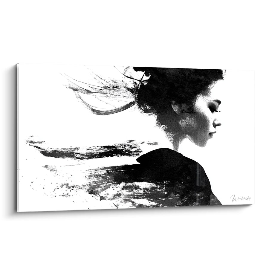 Tableau Femme Profil Artistique - Élégance Abstraite - Edition visage noir et blanc