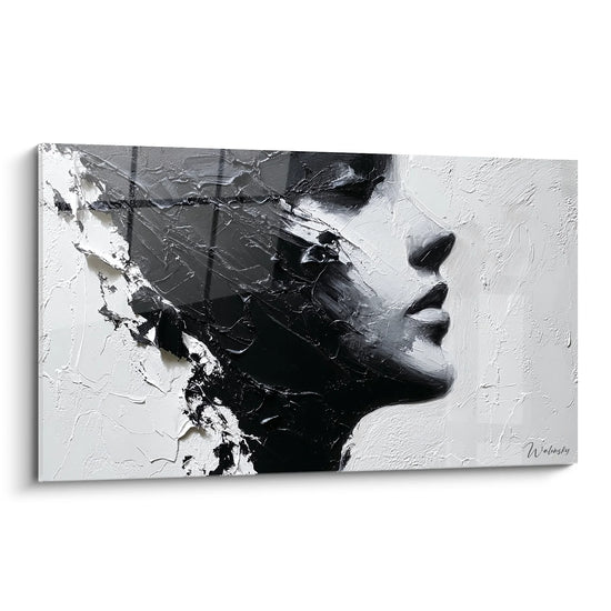 Cuadro Mujer Perfil – Expresión Silenciosa – Edición rostro blanco y negro