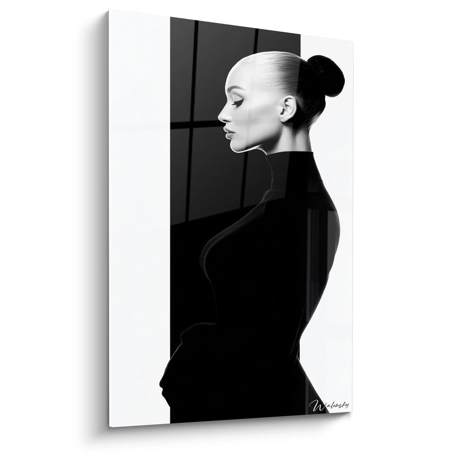 Tableau Femme Profil Élégant - Portrait Minimaliste - Edition personnages noir et blanc