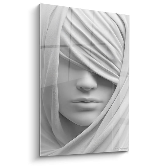 Cuadro Mujer Velada - Misterio Etéreo - Edición rostro blanco y negro