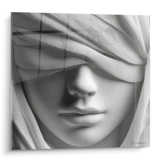 Cuadro Mujer Velada - Misterio Etéreo - Edición rostro blanco y negro
