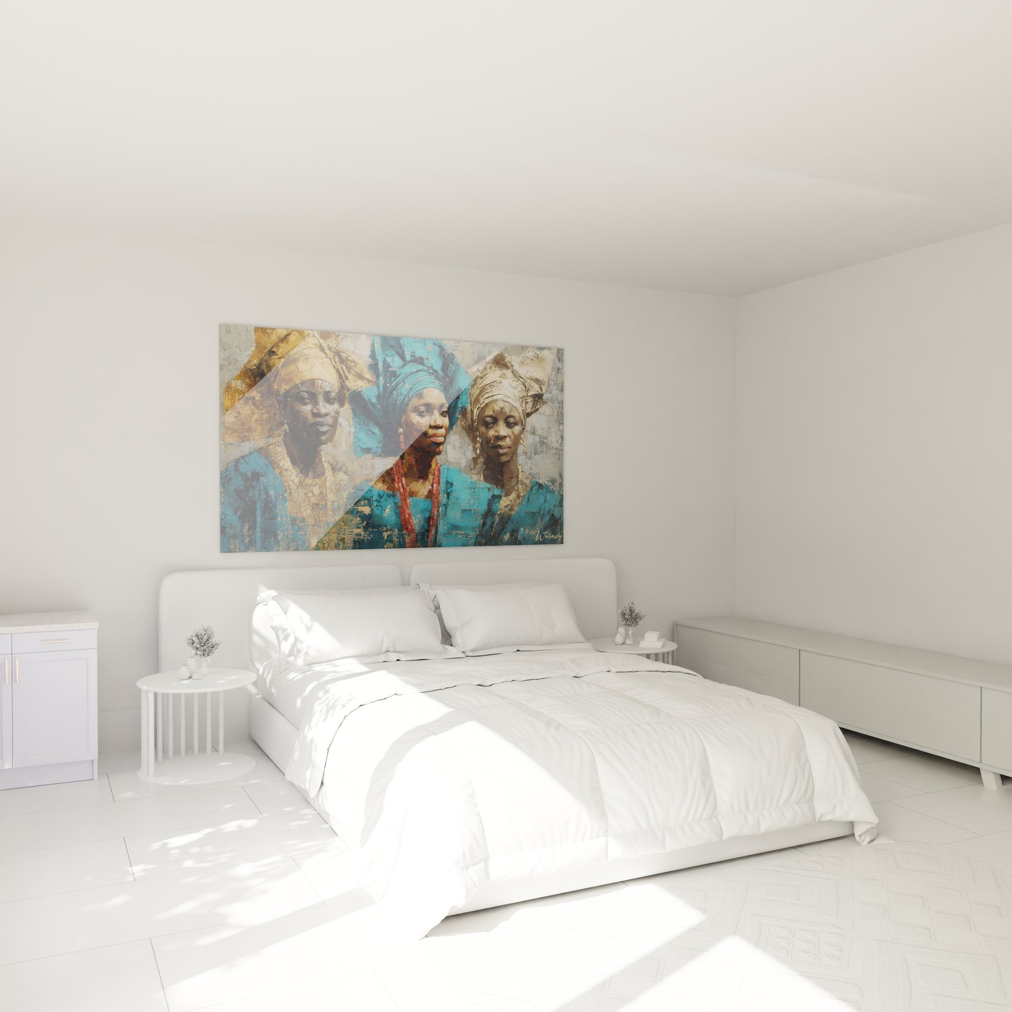 Tableau femmes africaines turbans décorant chambre ambiance ethnique chic moderne