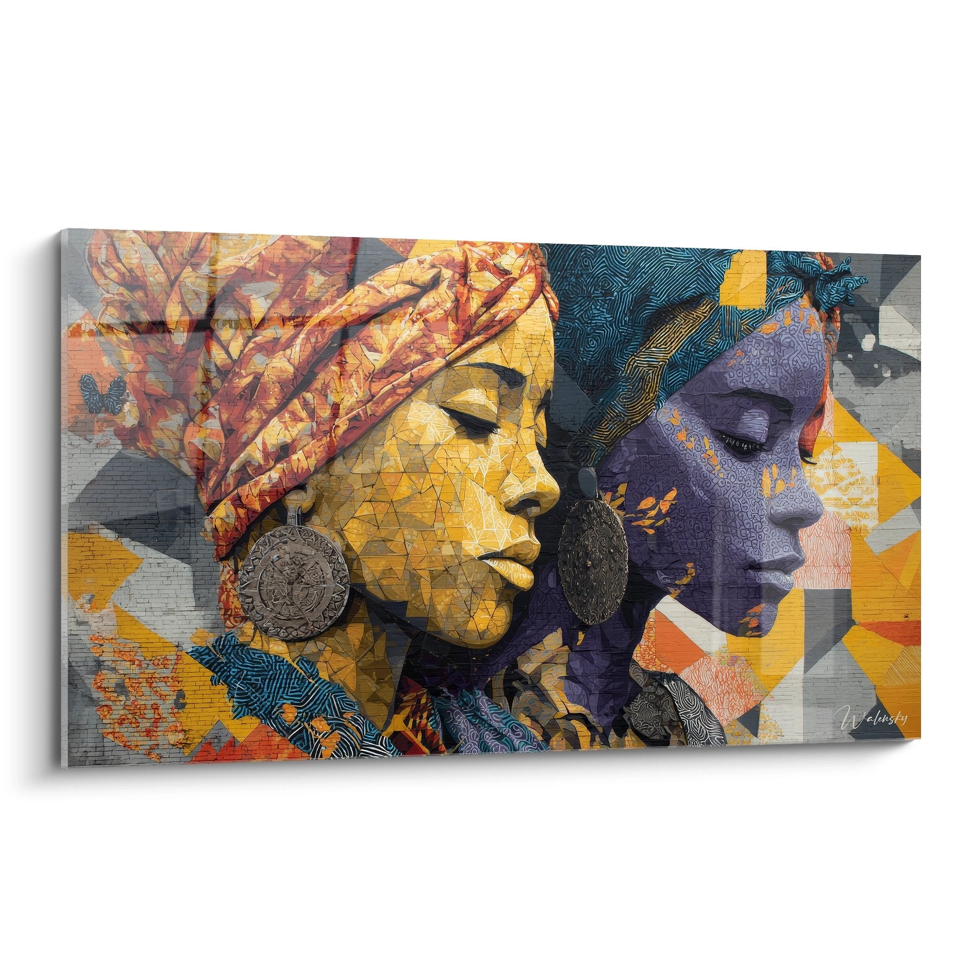 Tableau mural femmes africaines profil art ethnique moderne couleurs vibrantes décoration