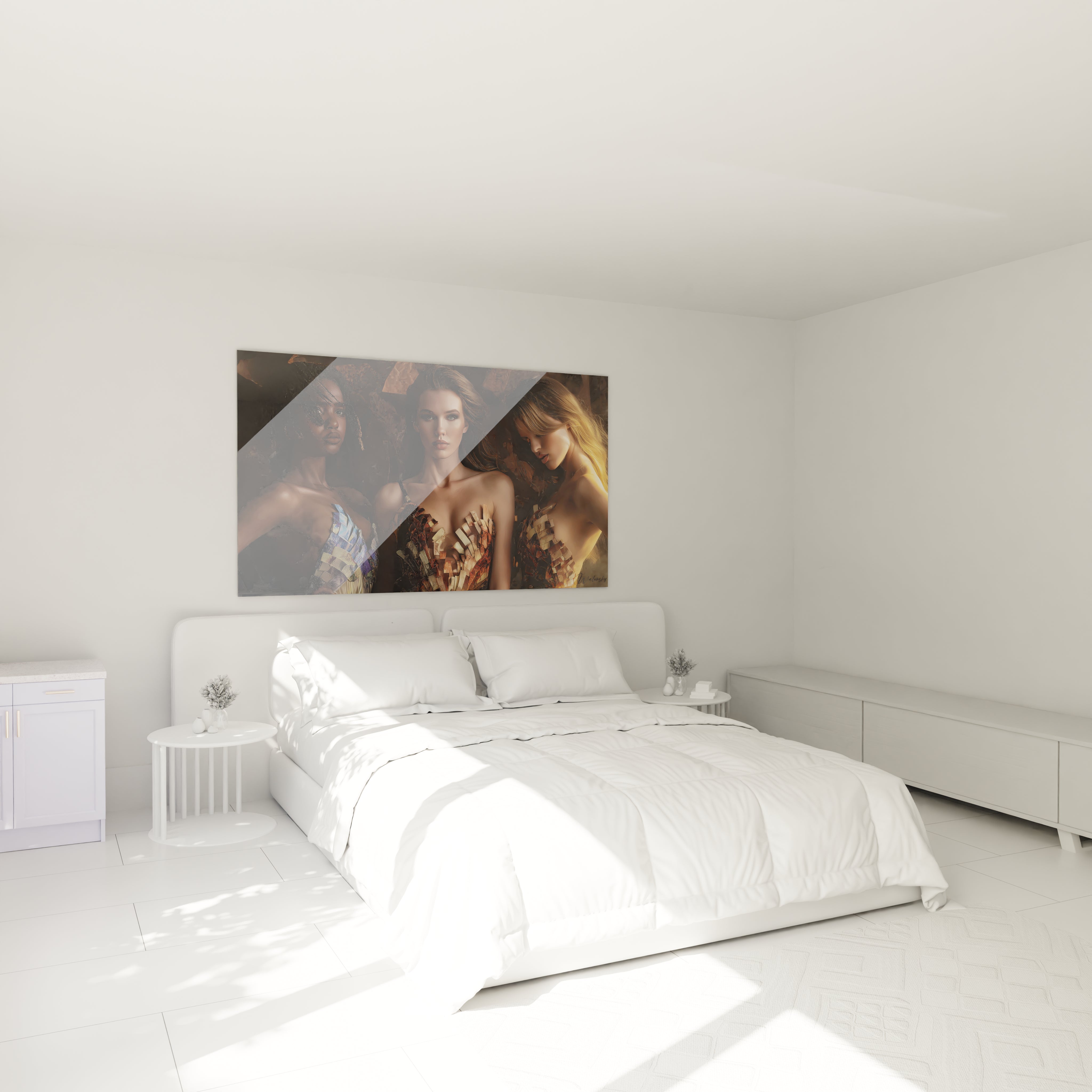 Tableau femmes modernes de Walensky décorant un mur dans une chambre lumineuse et moderne