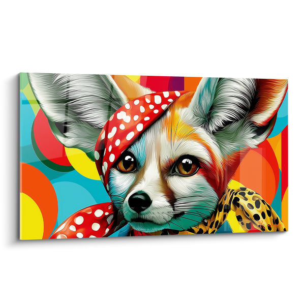 Tableau Fennec au bandana rouge à pois - Espiègle attitude - Edition Fennec