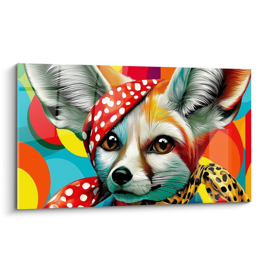 Tableau Fennec au bandana rouge à pois - Espiègle attitude - Edition Fennec