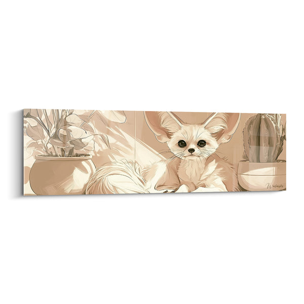 Tableau Fennec allongé aux grandes oreilles beige - Repos désertique - Edition Fennec