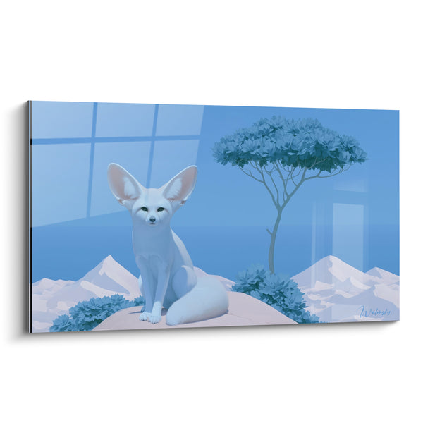 Tableau Fennec blanc aux dunes bleu ciel - Songe polaire - Edition Fennec
