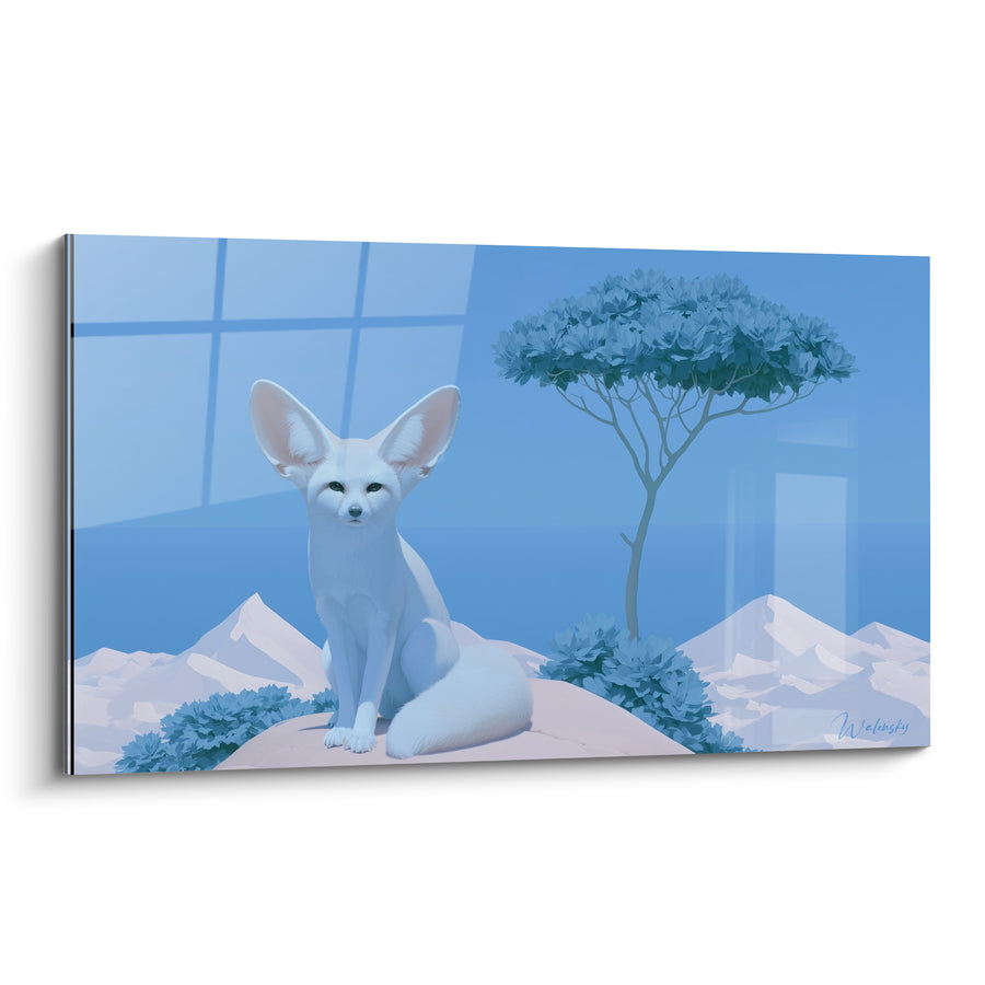 Tableau Fennec blanc aux dunes bleu ciel - Songe polaire - Edition Fennec