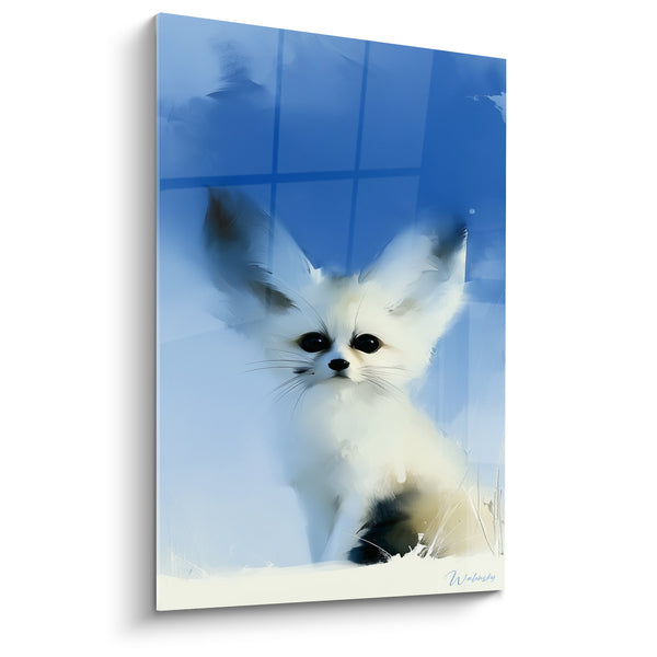 Tableau Fennec blanc aux grandes oreilles bleutées - Innocence désertique - Edition Fennec