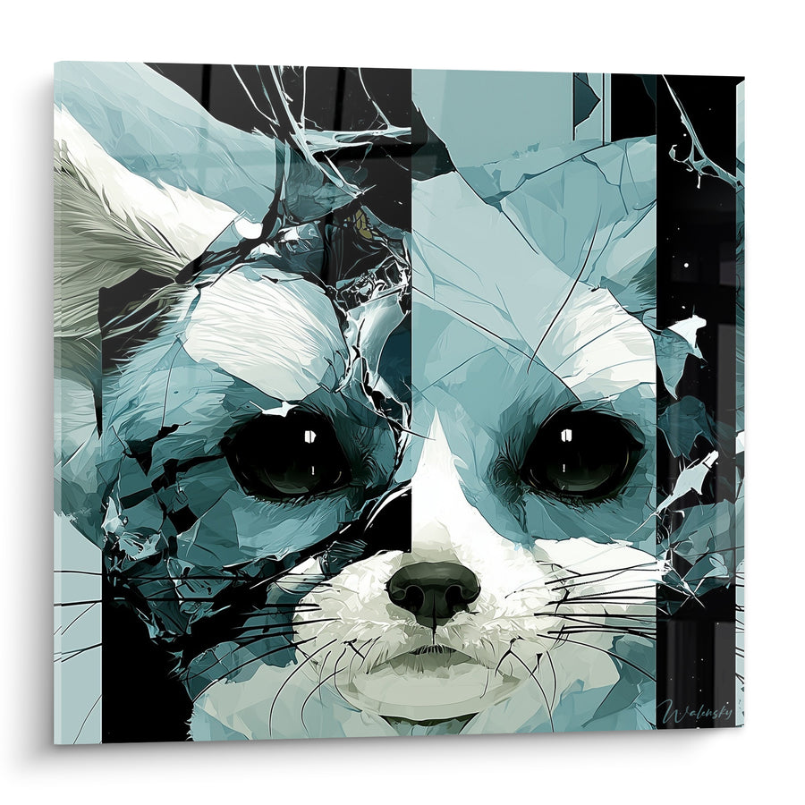 Tableau Fennec bleu glacier aux fragments anthracite - Regard fracturé - Edition Fennec