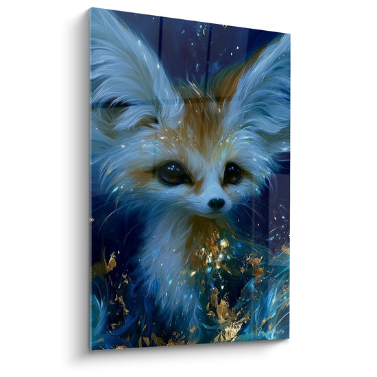 Tableau Fennec bleu nuit aux éclats dorés - Éveil nocturne - Edition Fennec