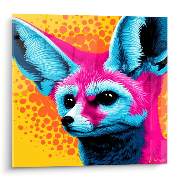 Tableau Fennec bleu et rose aux grandes oreilles - Curiosité électrique - Edition Fennec