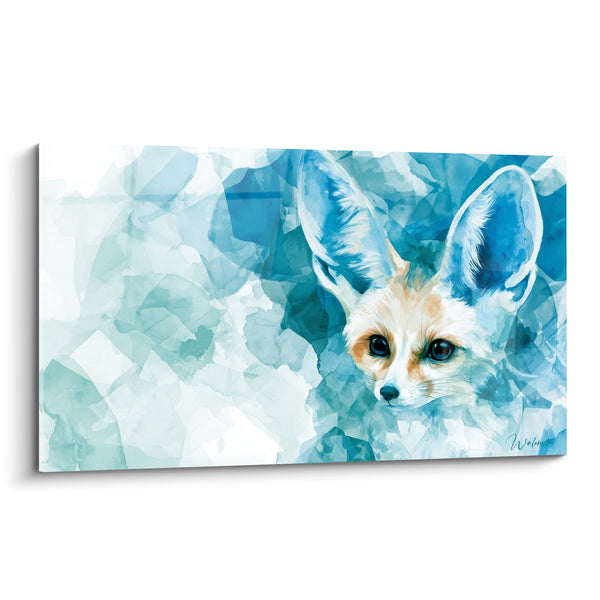 Tableau Fennec aux grandes oreilles bleu turquoise - Éveil discret - Edition Fennec