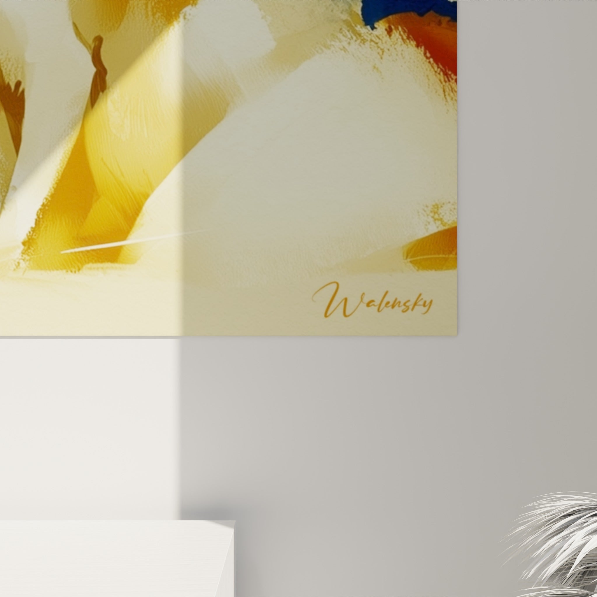 Matière aquarelle du pelage fennec, coulures orangées et blanches, touche bleu marine visible en angle
