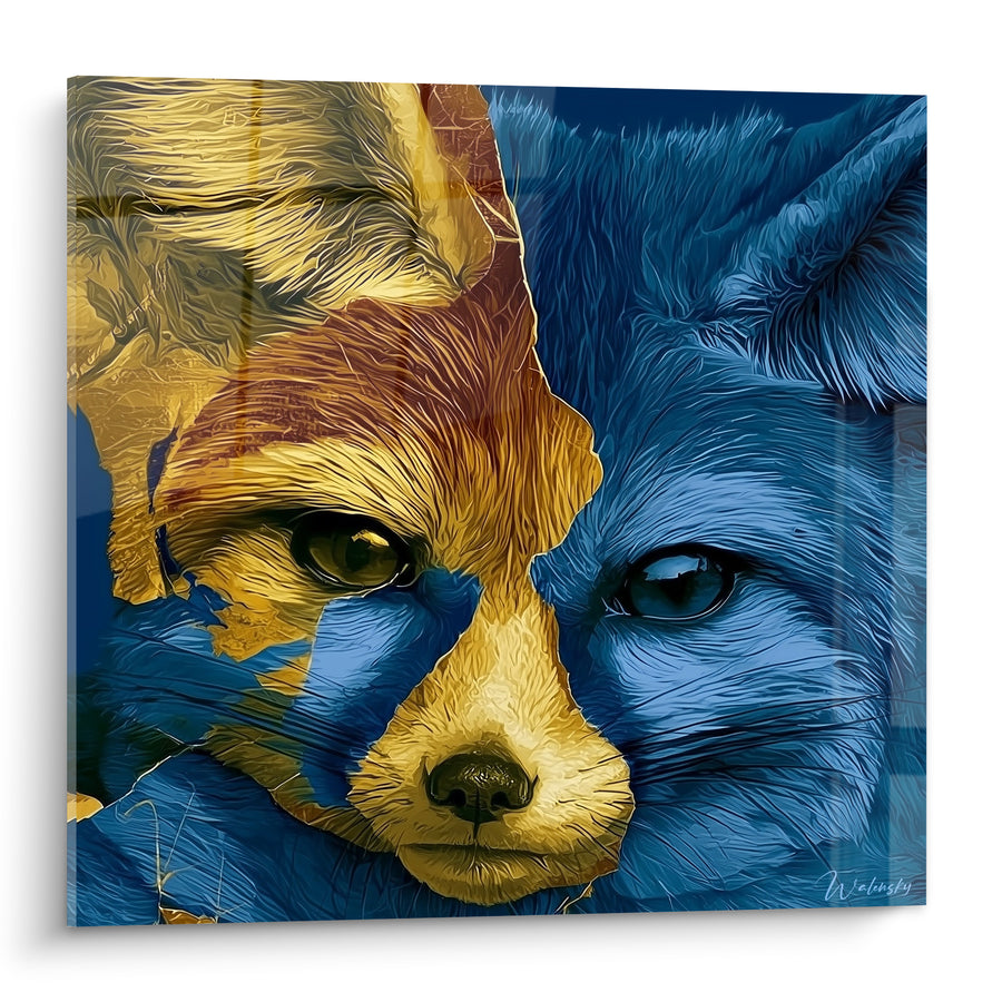 Tableau Fennec bicolore doré et bleu marine - Double regard - Edition Fennec
