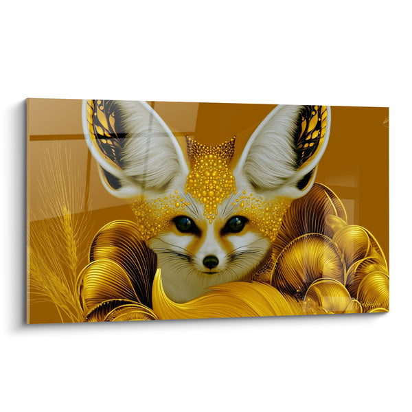 Tableau Fennec doré aux perles miel - Parure du désert - Edition Fennec