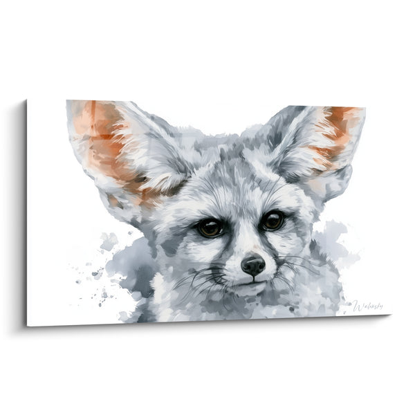 Tableau Fennec gris aux oreilles ambrées - Curiosité sauvage - Edition Fennec
