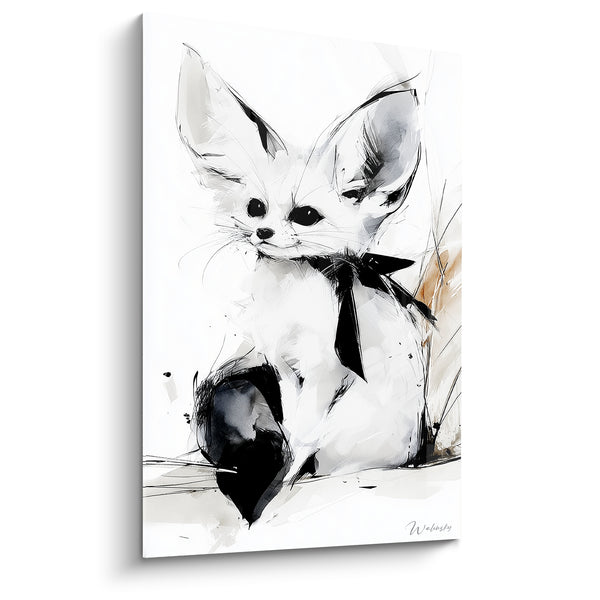 Tableau Fennec noeud noir queue sombre - Portrait espiègle - Edition Fennec