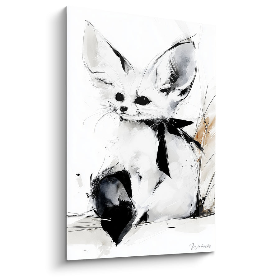 Tableau Fennec noeud noir queue sombre - Portrait espiègle - Edition Fennec
