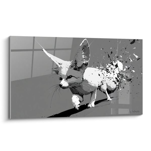 Tableau Fennec noir et blanc en dispersion - Instant de dissolution - Edition Fennec