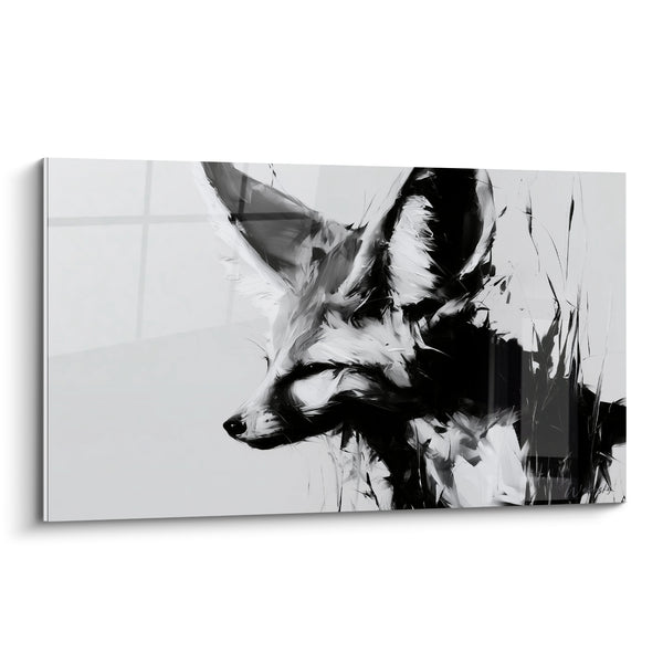 Tableau Fennec noir et blanc aux grandes oreilles - Instinct sauvage - Edition Fennec