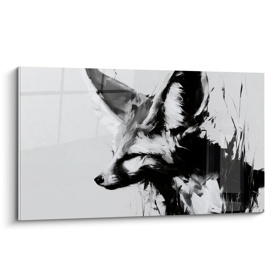 Tableau Fennec noir et blanc aux grandes oreilles - Instinct sauvage - Edition Fennec