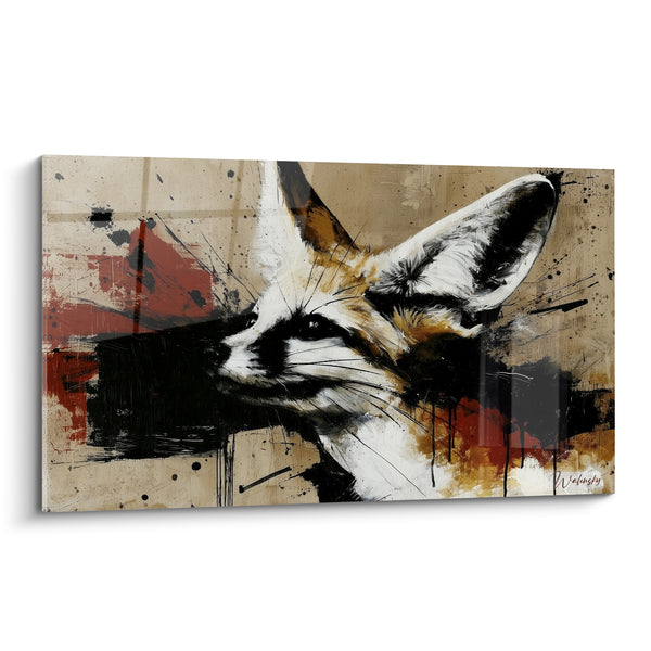 Tableau Fennec aux grandes oreilles ocre et noir - Alerte du désert - Edition Fennec