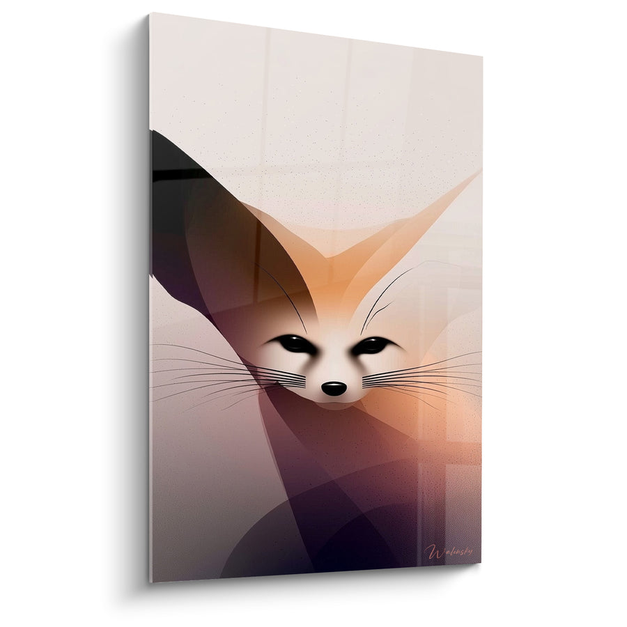 Tableau Fennec orange et violet aux formes fondues - Silhouette abstraite minimaliste - Edition Fennec