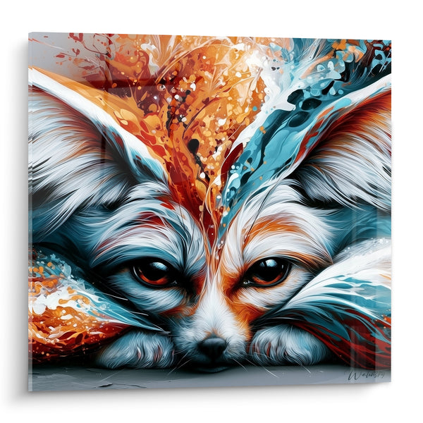 Tableau Fennec aux grandes oreilles orange et bleu - Collision élémentaire - Edition Fennec