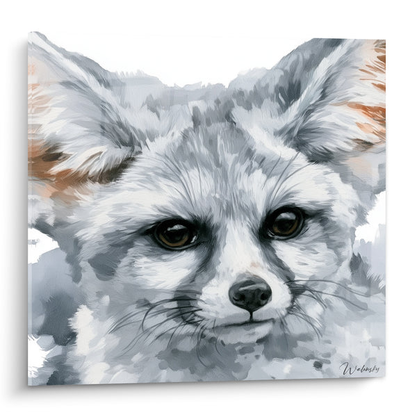 Tableau Fennec gris et roux grandes oreilles - Regard du désert - Edition Fennec