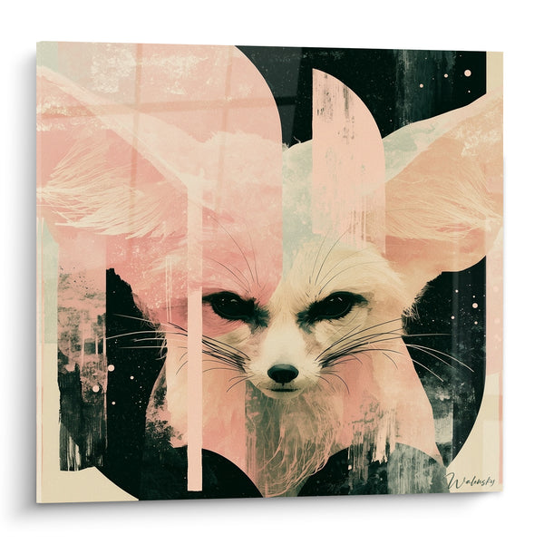 Tableau Fennec rose et noir aux grandes oreilles - Veille silencieuse - Edition Fennec