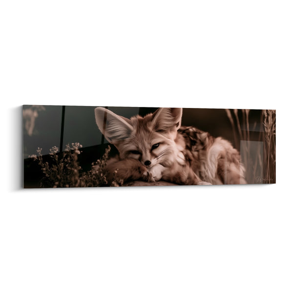 Tableau Fennec roux et brun assoupi - Sieste crépusculaire - Edition Fennec