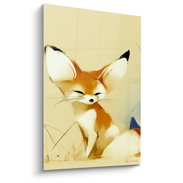 Tableau Fennec sable et blanc yeux fermés - Sieste dans le sable - Edition Fennec