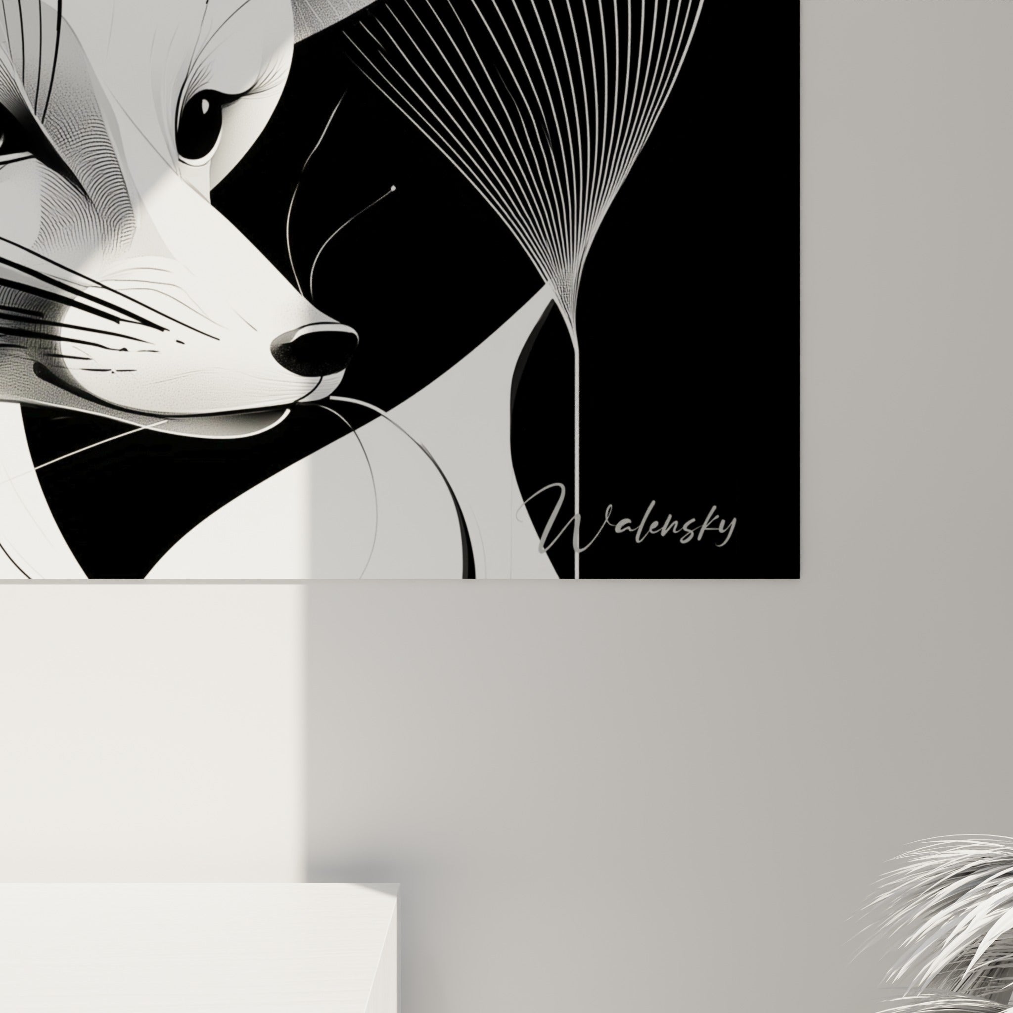 Traits fins et courbes concentriques du pelage blanc et noir du fennec, matière imprimée visible de près