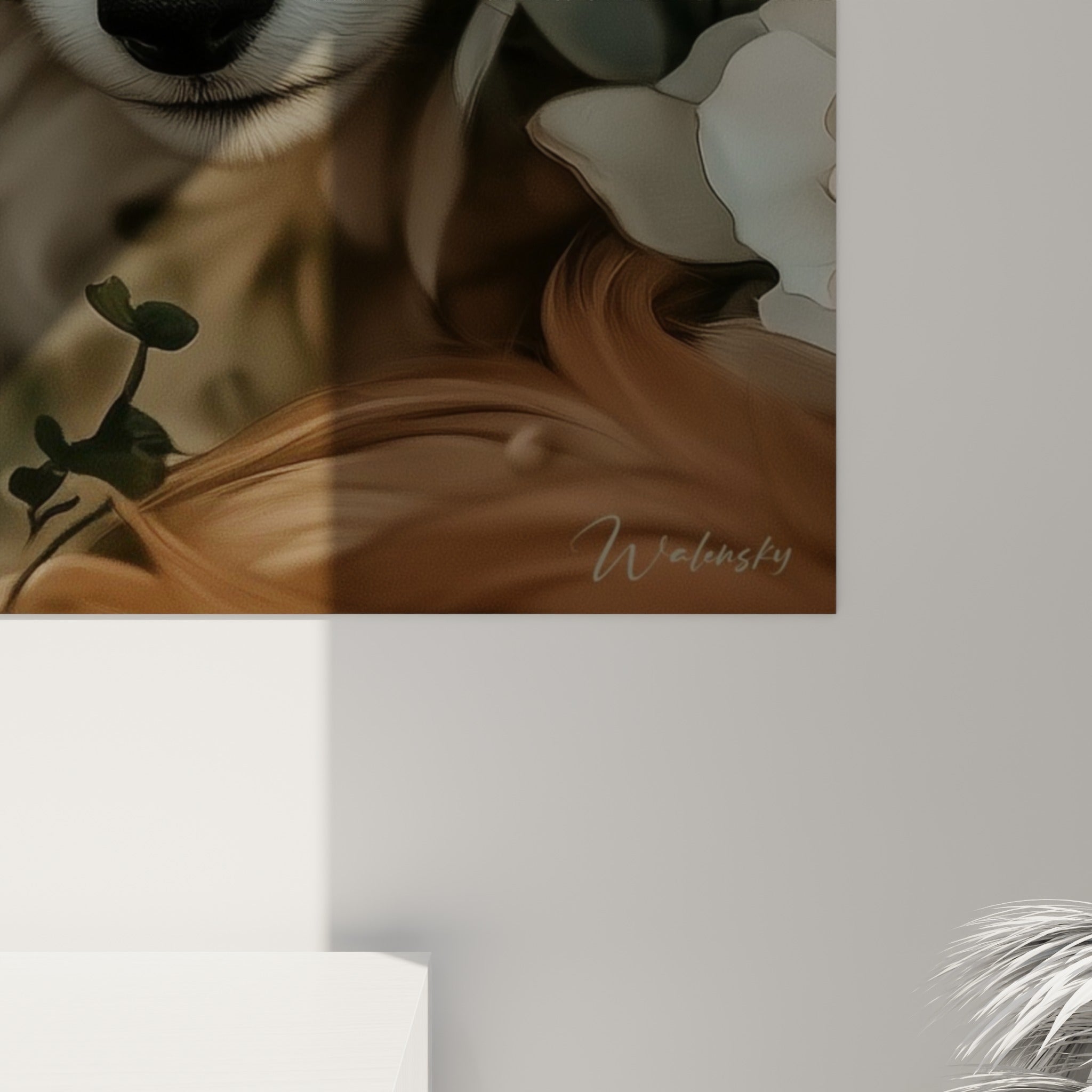 Fourrure satinée du fennec révélant des mèches blanches et ocre en gros plan sur la toile