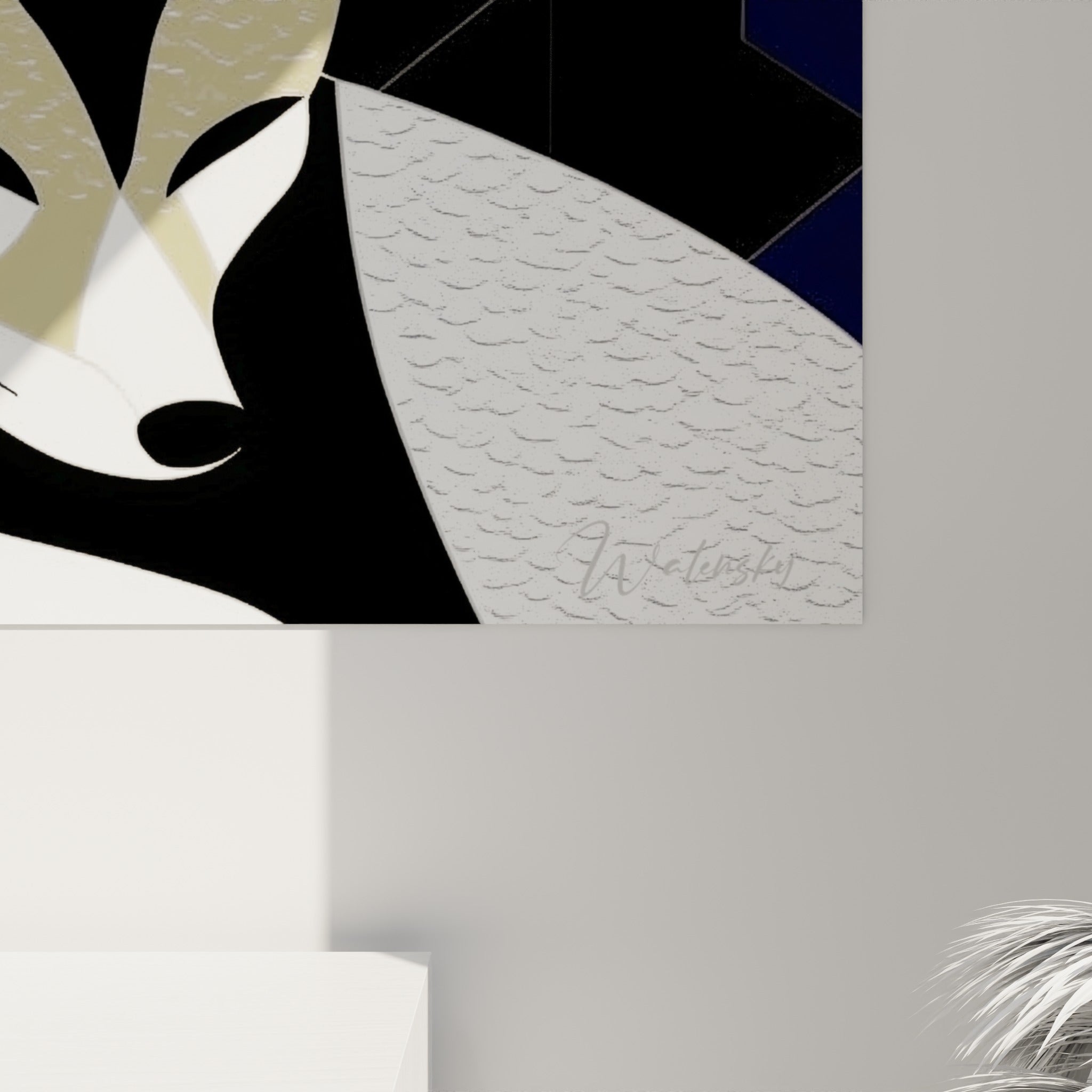 Texture granuleuse du pelage blanc et noir du fennec avec fines lignes dorées visibles de près