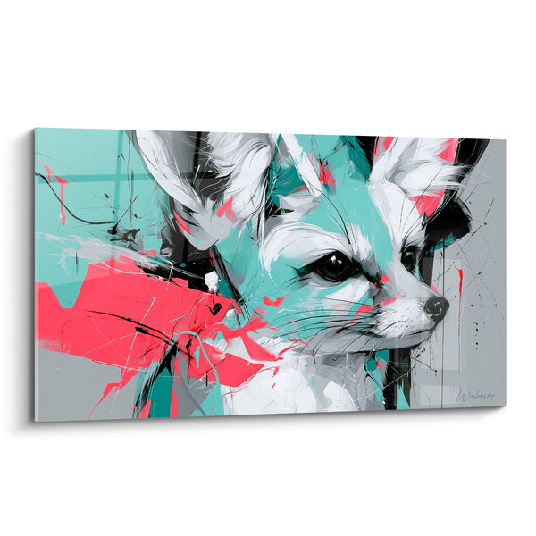 Tableau Fennec turquoise et rose aux grandes oreilles - Élan graphique - Edition Fennec