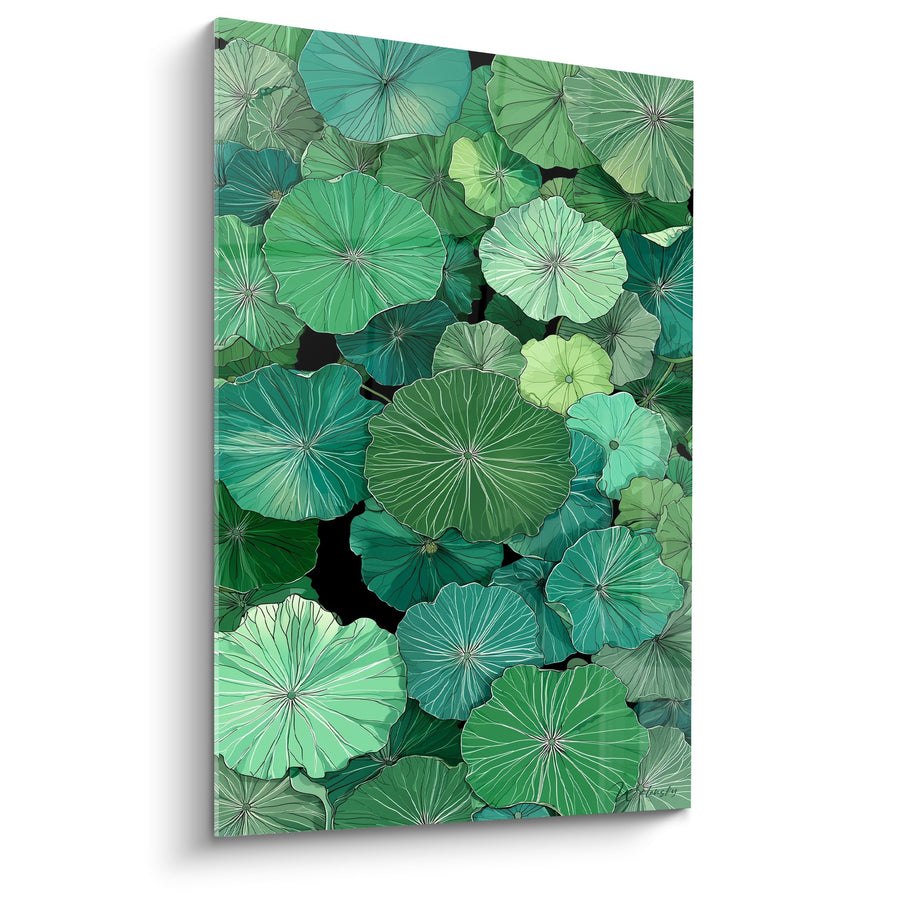 Tableau Feuillage Aquatique aux Tons Verts et Turquoise - Symphonie Végétale - Edition Nénuphare