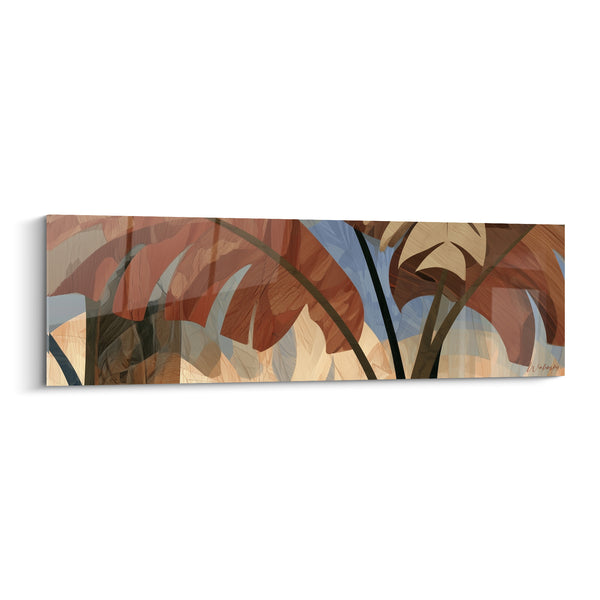 Tableau Feuilles de bananier terracotta et bleu ciel - Sieste tropicale - Edition Feuille de bananier