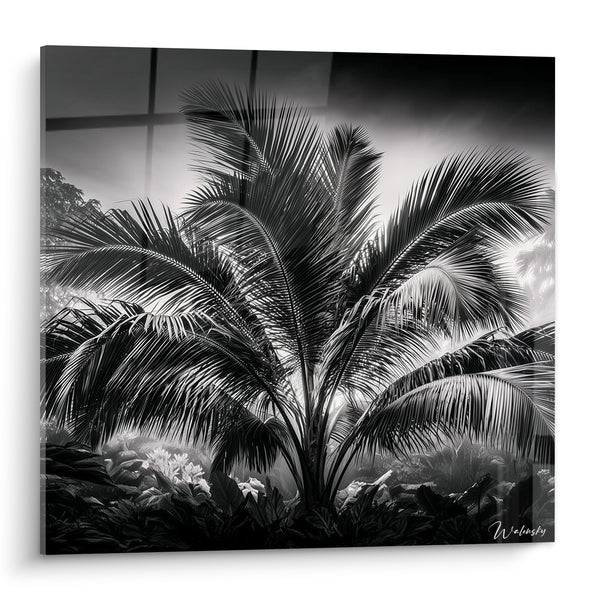 Tableau Palmier noir aux frondes argentées - Jardin d'ombre - Edition Feuille de palmier